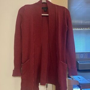 Tahari Women's Deep Red Open Cardigan